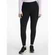 Black high-waisted leggings in lemieux natalie’s brush fabric with smooth stretch and subtle side seam detailing