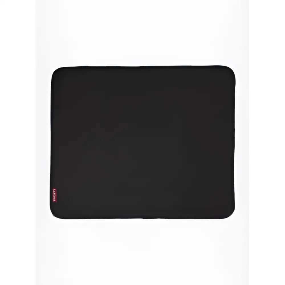 Black textured half pad square black with subtle woven pattern and red brand tag by le mieux