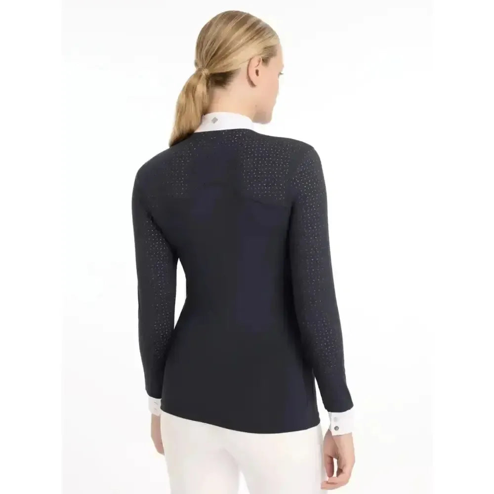 LeMieux Olivia Long Sleeve Show Shirt Navy UK 6 Navy Show Shirts
