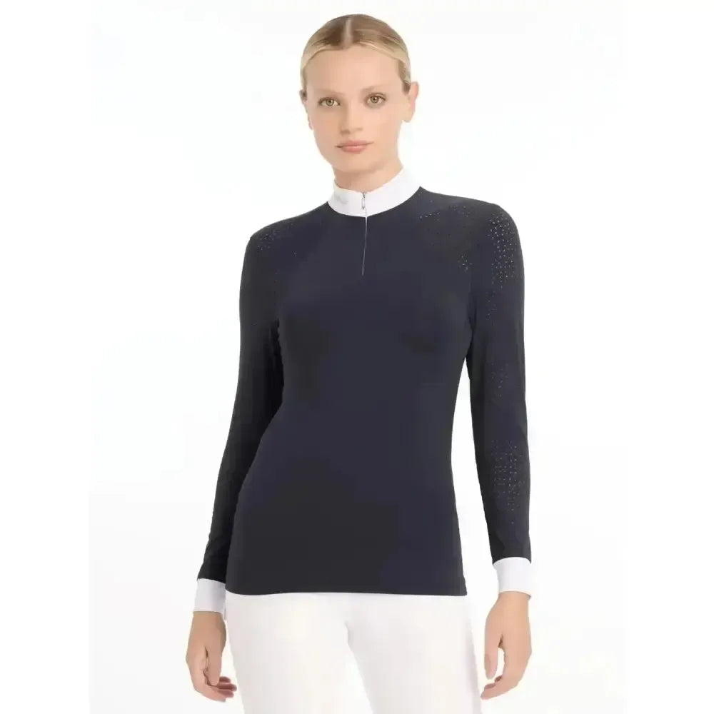LeMieux Olivia Long Sleeve Show Shirt Navy UK 6 Navy Show Shirts