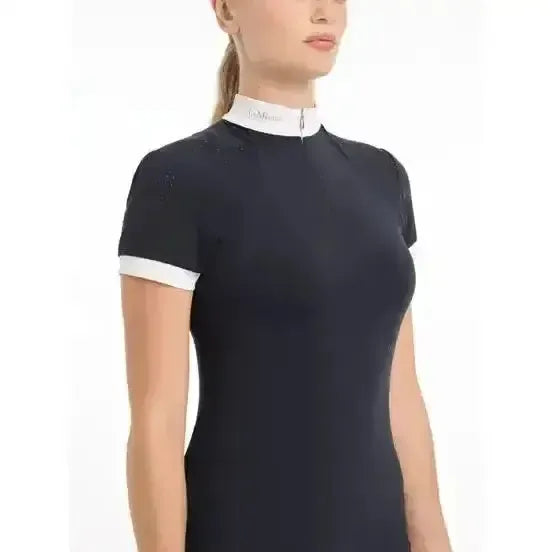 LeMieux Olivia Short Sleeve Show Shirt Navy UK 6 Navy Show Shirts
