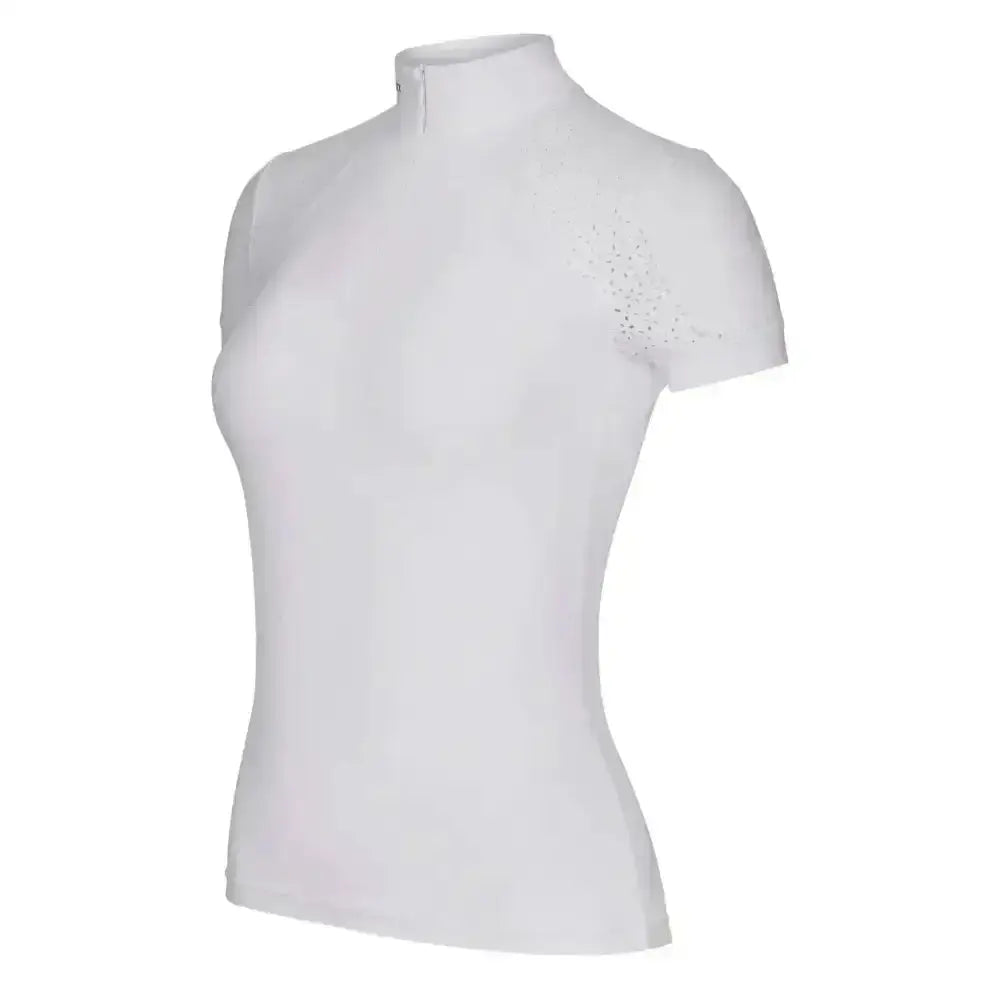 White short sleeve athletic top lemieux olivia short with intricate diamante detailing and super soft stretch fabric