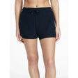 Navy blue lemieux penny shorts with drawstring waistband and subtle side seam detailing perfect as a shorts layer