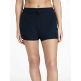 Navy blue lemieux penny shorts with drawstring waistband and subtle side seam detailing perfect as a shorts layer