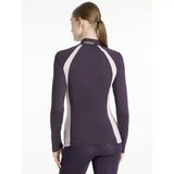 Dark purple lemieux philippa mesh long-sleeved base layer juniper with white panel accents and logo at neckline