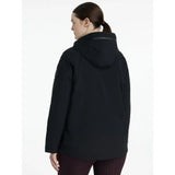 Black lemieux phoebe half zip waterproof anorak with hood and subtle gray trim along the collar