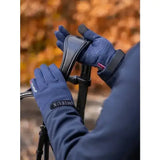 Navy blue lemieux polartec glove with black leather accents textured pattern and polartec power stretch winter riding glove