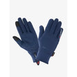 Navy blue lemieux polartec gloves with black touchscreen fingertips and subtle pattern showing the back side