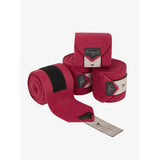 Fuchsia lemieux polo bandages ember with black and white accents perfect for stylish horse leg protection