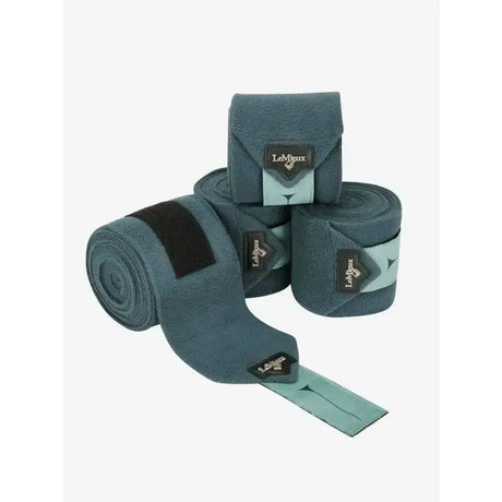 Teal lemieux polo bandages petrol with black velcro strap and lemieux branded tag for horse leg support
