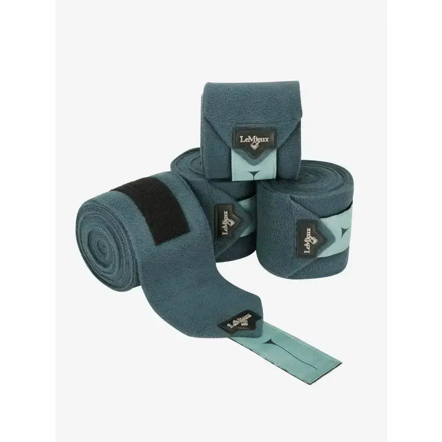 Teal lemieux polo bandages petrol with black velcro strap and lemieux branded tag for horse leg support