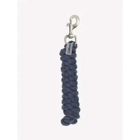 Dark blue lemieux polycotton leadrope dusk with braided design and silver metal clip for easy horse handling