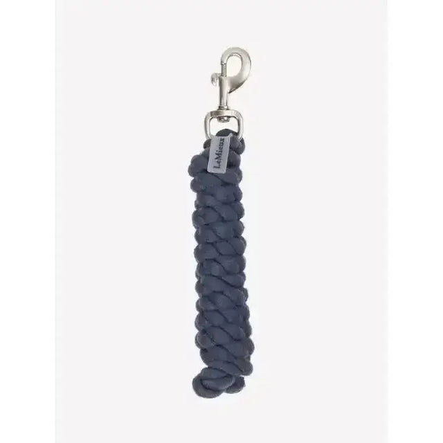 Dark blue lemieux polycotton leadrope dusk with braided design and silver metal clip for easy horse handling