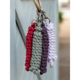 A set of three lemieux polycotton leadrope keychains in red gray and lavender with sturdy metal clasps