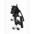 Black and white lemieux pony bag razzle plush horse backpack with fluffy white mane legs and hooves accents