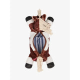 Brown and white plush lemieux pony pencil case with striped interior showing lasting quality and cute design