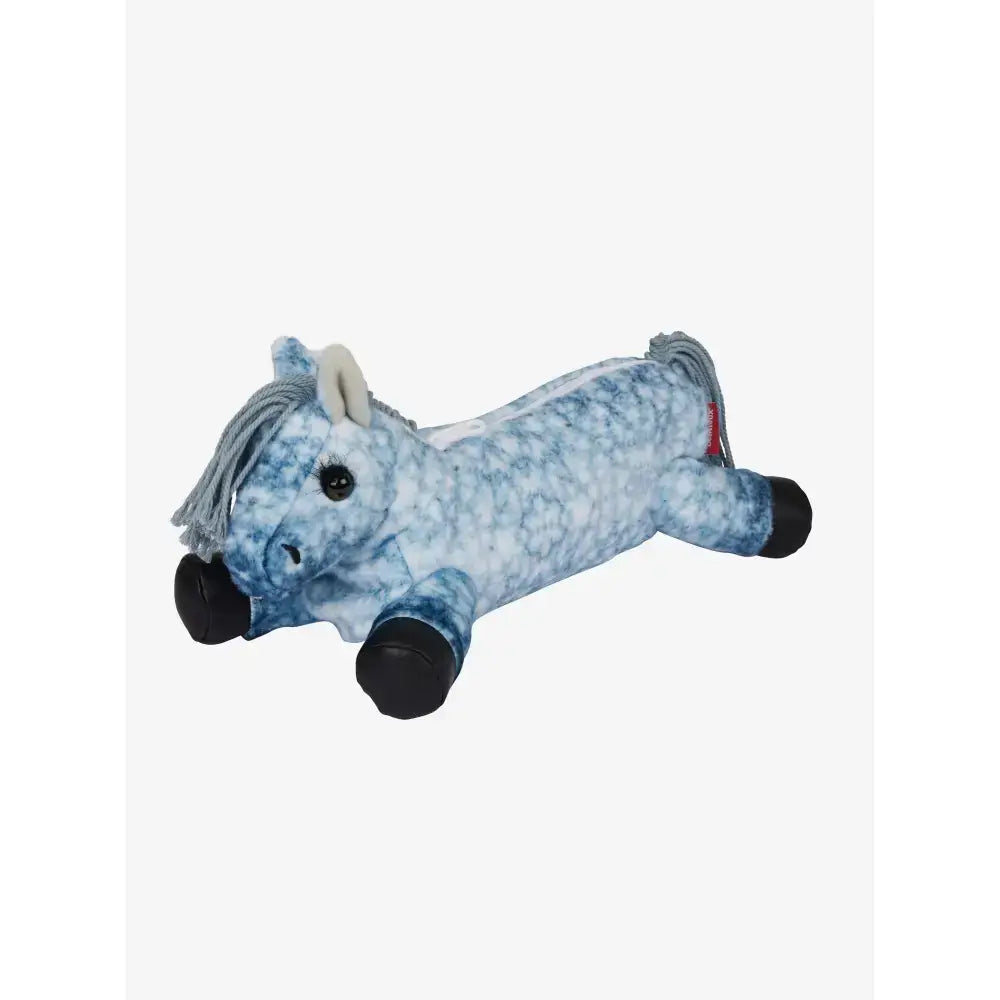 Lemieux pony pencil case sammy in blue and white plush with black hooves and gray mane for lasting quality use