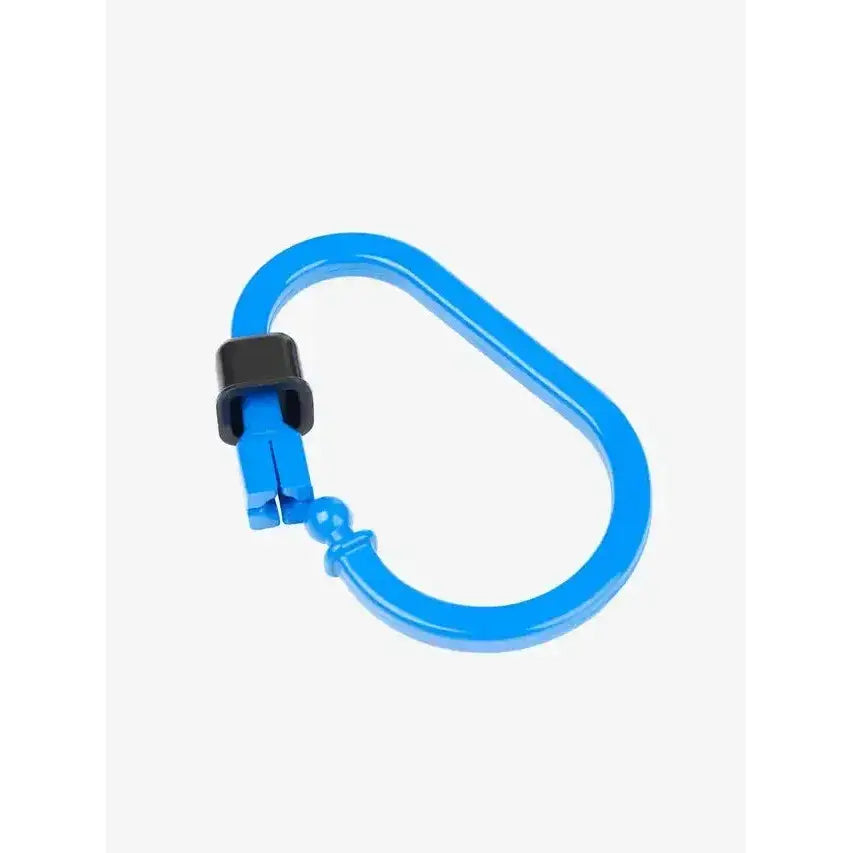 Bright blue lemieux poplock safety carabiner with black locking mechanism for secure outdoor use