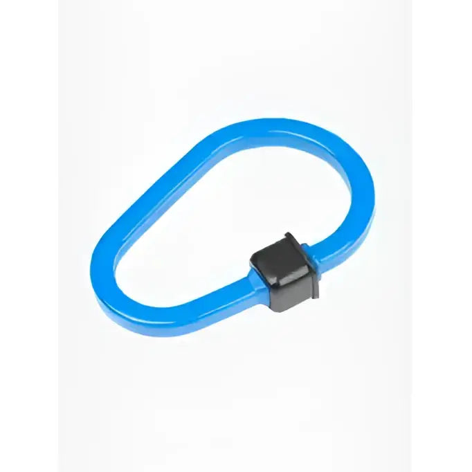 Blue plastic lemieux poplock safety lock carabiner with black locking mechanism for secure gear attachment