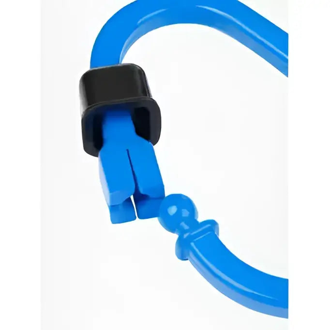 Blue plastic cable with black connector and spherical end for lemieux poplock safety lock secure closure