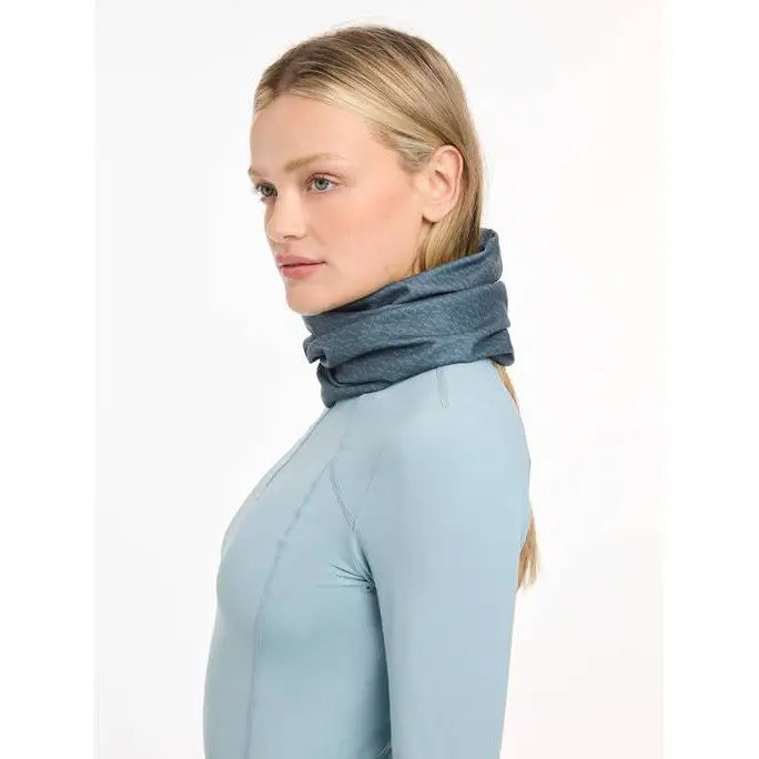 Neck gaiter in dark blue-gray, perfect for winter, Lemieux Printed Stretch Snood Petrol