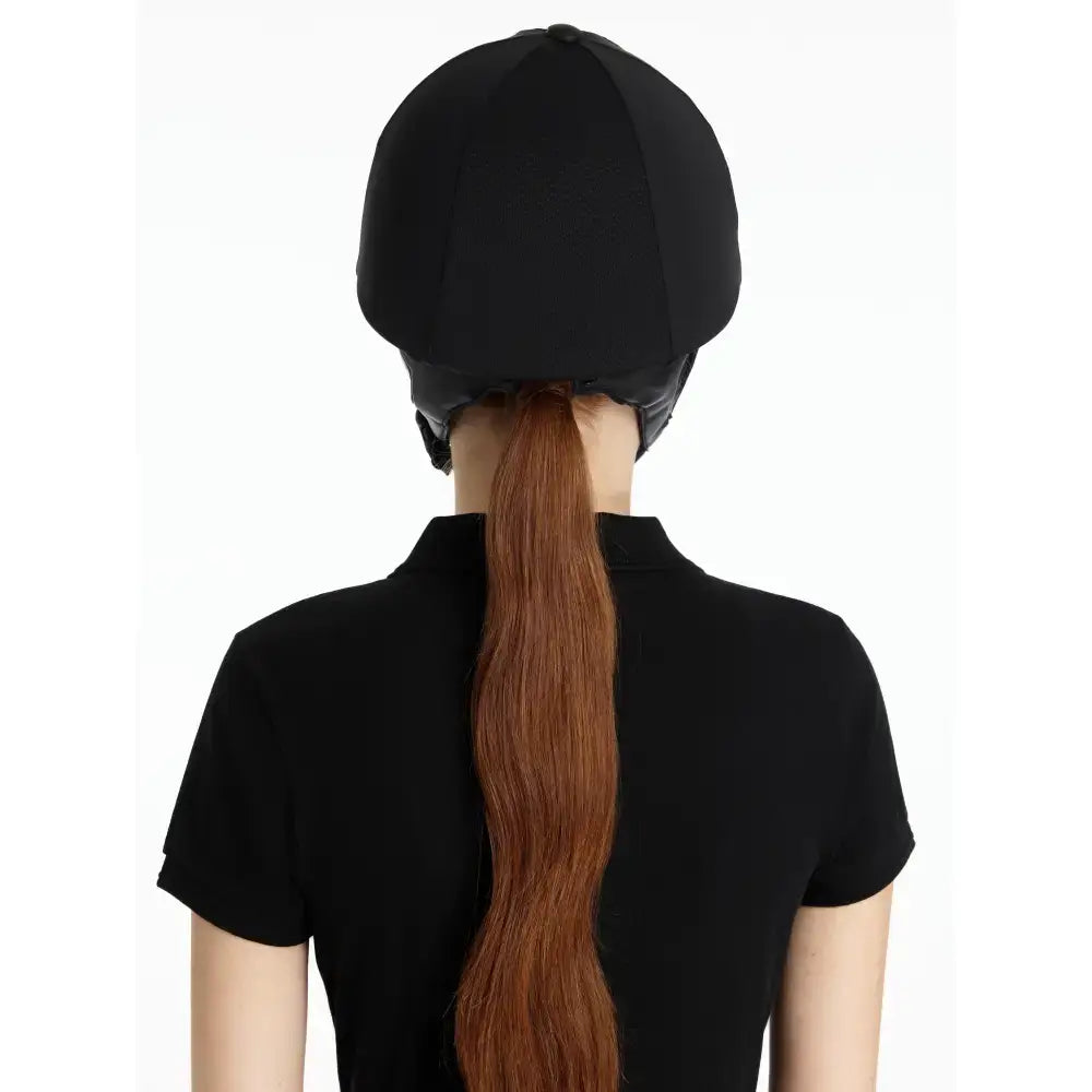 Black lemieux pro mesh equestrian helmet with smooth matte silk black hat finish and structured design