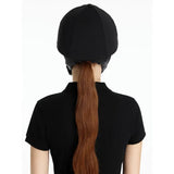 Black lemieux pro mesh equestrian helmet with smooth matte silk black hat finish and structured design