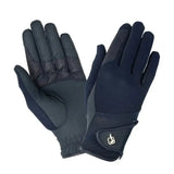 Black lemieux pro mesh riding gloves with reinforced palm and finger panels and snug wrist strap closure