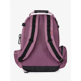 Purple mesh lemieux pro rucksack with black straps, top handle, riding hat holder, and whip loop for easy carry
