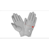 Gray lemieux pro touch classic riding gloves with touchscreen compatibility wrist strap and button closure