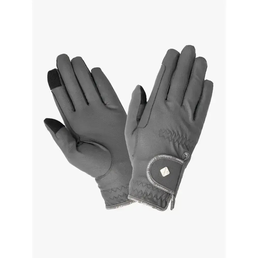 Black touchscreen gloves with reinforced fingertips and wrist closure from lemieux pro touch classic riding gloves