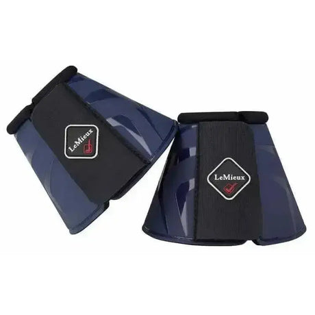 Navy blue and black lemieux proshell flexible reach boots navy with glossy geometric pattern for horse hooves
