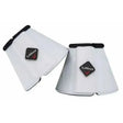 White lemieux proshell flexible reach boots with black trim and diamond logo patch for horse protection