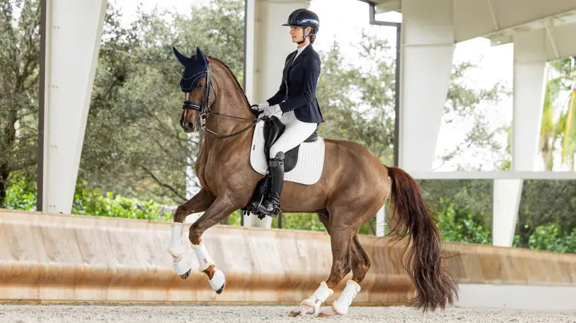 LeMieux ProSorb Plain 2 Pocket Dressage Square White Large White Dressage Saddle Pads