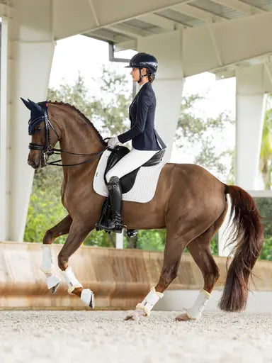 LeMieux ProSorb Plain 2 Pocket Dressage Square White Large White Dressage Saddle Pads