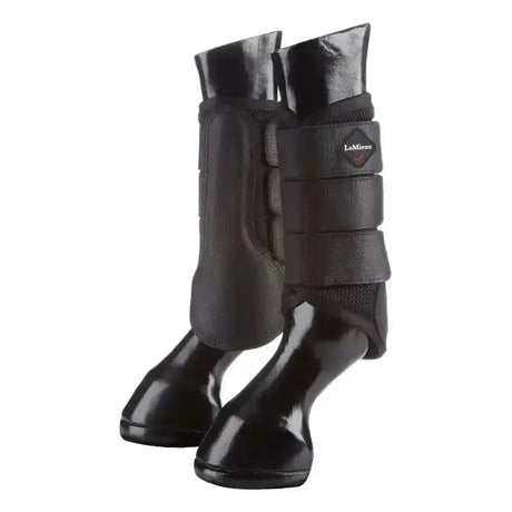 Black lemieux prosport mesh brushing boots with adjustable straps and glossy finish for horse leg protection