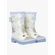 Light blue and white unicorn lemieux puddle pals kids welly sam rubber boots with gray accents for rainy days