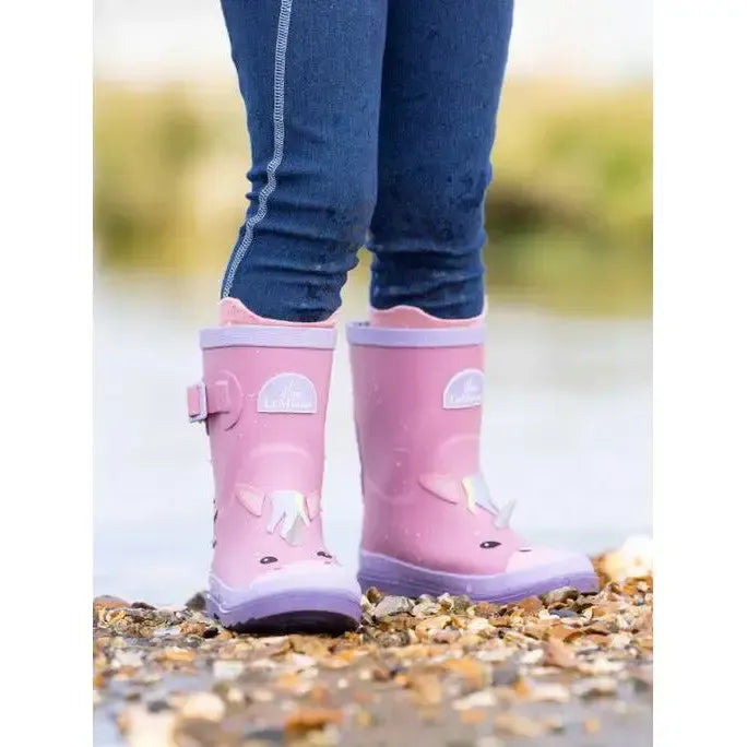 LeMieux Puddle Pals Kids Welly Unicorn UK Child 8 Pink Wellington Boots