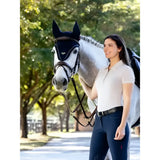 A sleek black lemieux puissance fly hood with a subtle silver logo designed for equestrian use in fly hood navy style