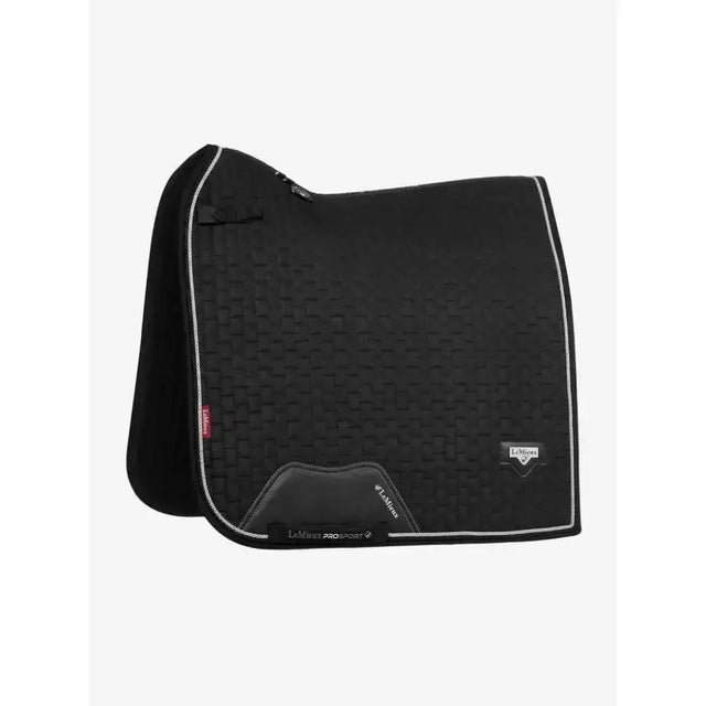 Black lemieux puissance suede dressage square with suede dressage square texture and sophisticated cord edging in silver