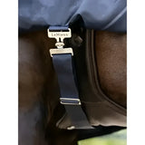 Dark blue woven strap with silver lemieux buckle on rain sheet navy perfect for lemieux rain protection