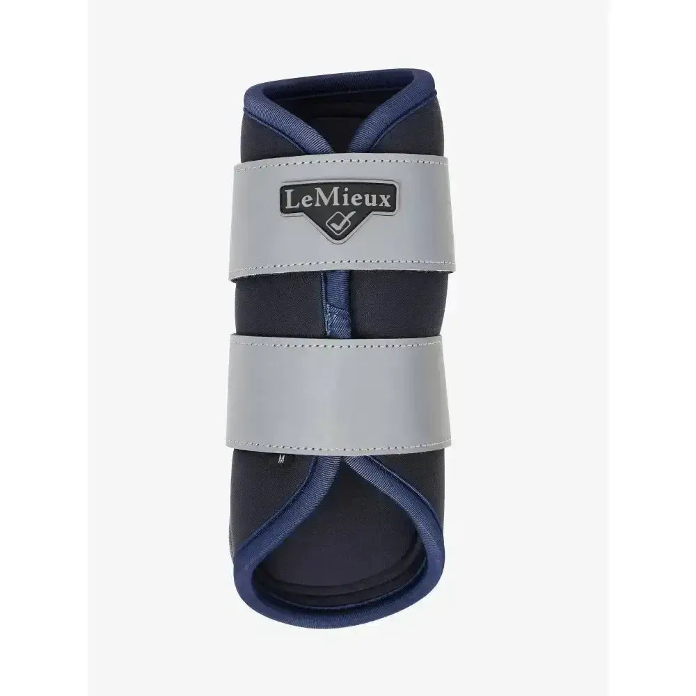 Navy blue and gray lemieux reflective grafter horse hoof boot with reflective straps designed for grafter boots fit