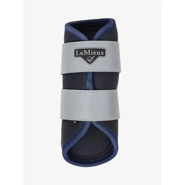 Navy blue and gray lemieux reflective grafter horse hoof boot with reflective straps designed for grafter boots fit