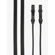Black leather lemieux rolled reins with dotted texture and silver metal buckle for elegant black silver look