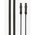 Lemiuex rolled reins in brown silver leather with embossed text and a sturdy buckle for elegant rolled bridle use