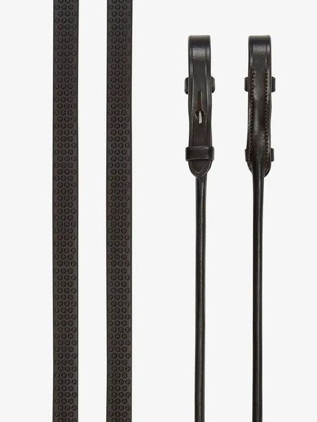 LeMieux Rolled Reins Brown/Silver Pony Brown/Silver Rolled Reins