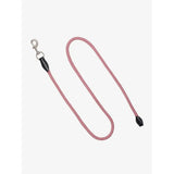 Pink braided lemieux ropella leadrope cranberry with black plastic ends and silver metal clasp for easy handling