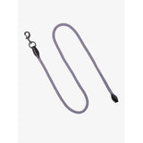 Gray and black braided rope leash with metal clasp and black plastic end cap from lemieux ropella leadrope lilac