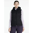 Black lemieux rose hooded puffer gilet with quilted design full-length zipper and subtle stitching details
