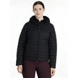 Black lemieux rose hooded puffer jacket with quilted design front zipper and cozy hood perfect for cold weather